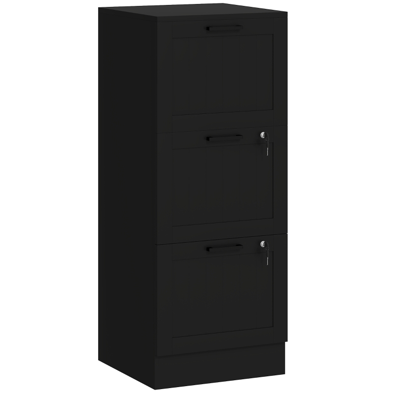 HOMCOM Aktenschrank 3 Schubladen mit Schlössern | Hängeschiene für A4/Letter | 40 x 40 x 101 cm, Schwarz