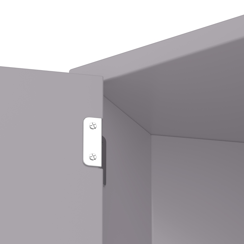 Dreieckiger Badezimmerschrank, verstellbare Einlegeböden und Doppeltüren, 37 x 24,5 x 170 cm, Grau