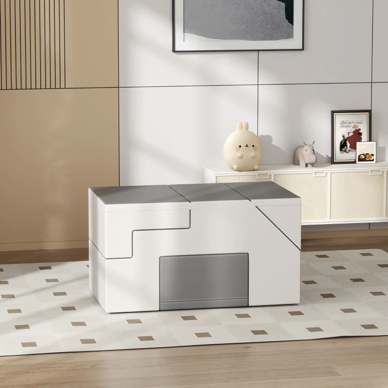 HOMCOM Klim- en Glijdspeelgoed voor Kinderen, Bevordert Motoriek, Kunstleer, EPE-Schuim, 86x49x47 cm, Grijs