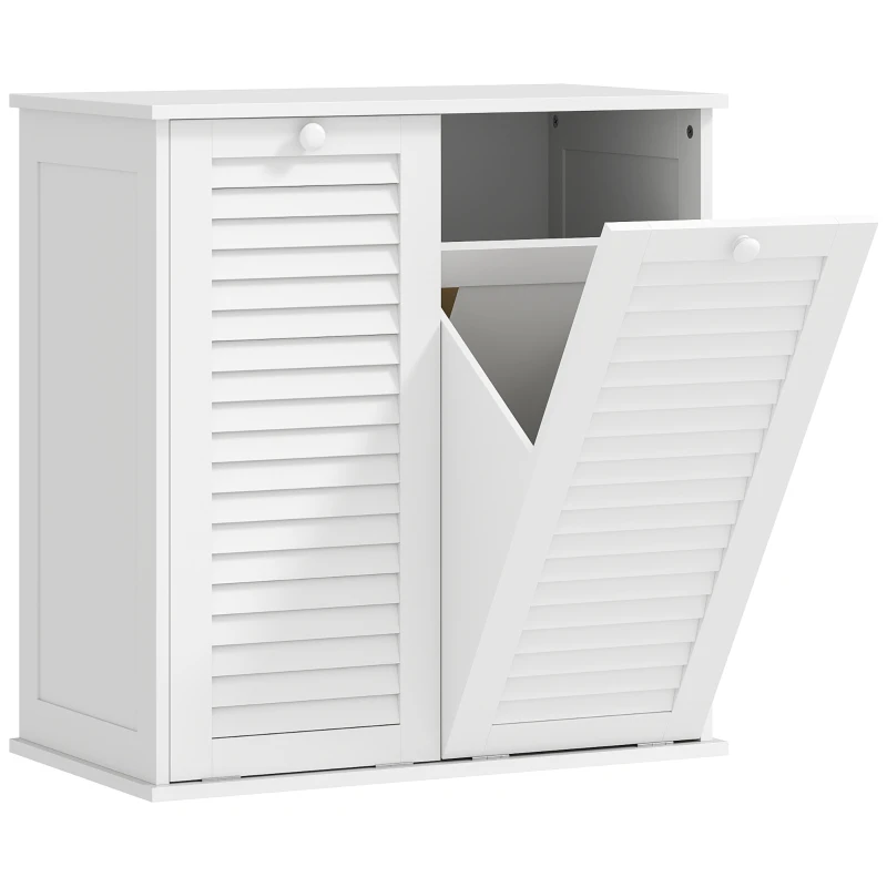 HOMCOM Mueble de baño con 2 cestas y puertas persianas, 70 x 38 x 73 cm, blanco