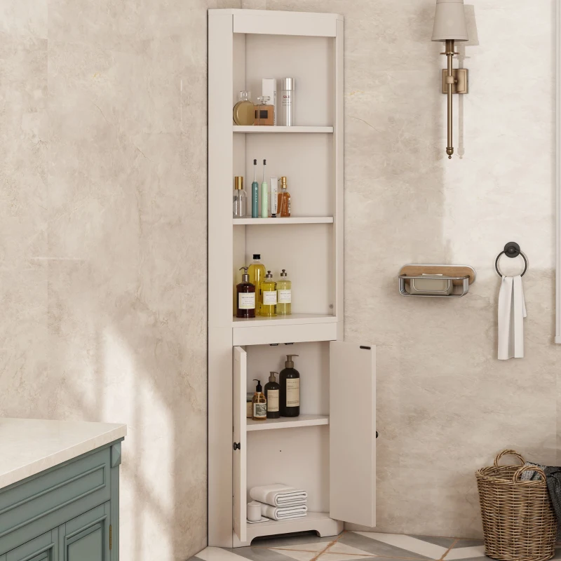 Badezimmerschrank Platzsparender Eckschrank 170cm hoch Weiß