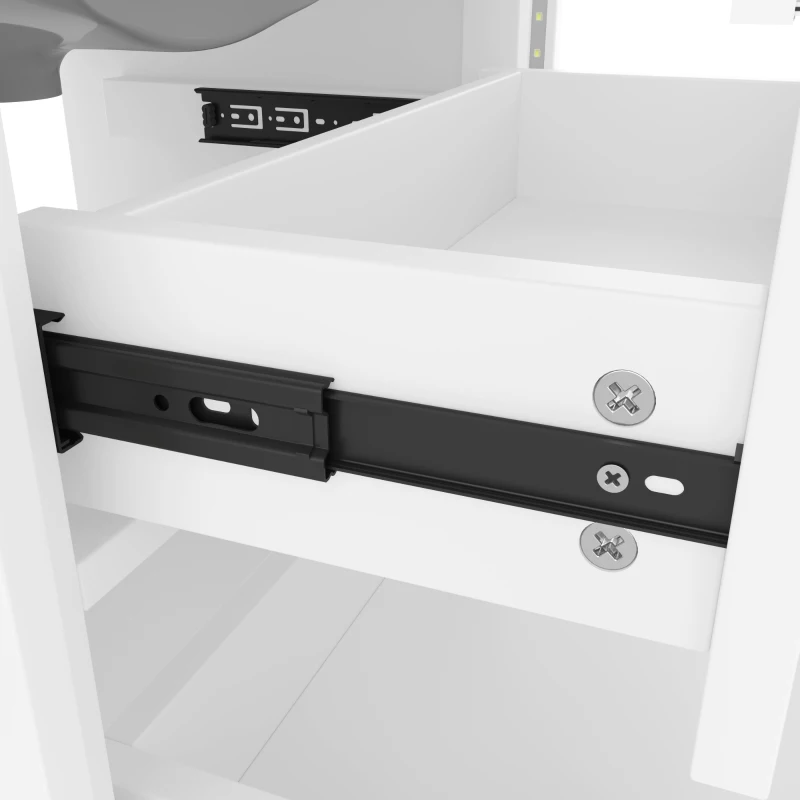 Wandhängender Badezimmerschrank mit LED-Radarsensor-Beleuchtung, zwei Schubladen und integriertem Keramikwaschbecken, 60 x 46 x 50 cm, Weiß