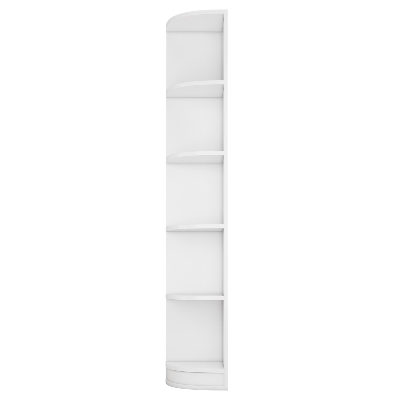 Eckbücherregal aus MDF, fünfschichtiges Design, platzsparendes dreieckiges Design, 42 x 30 x 180 cm, Weiß