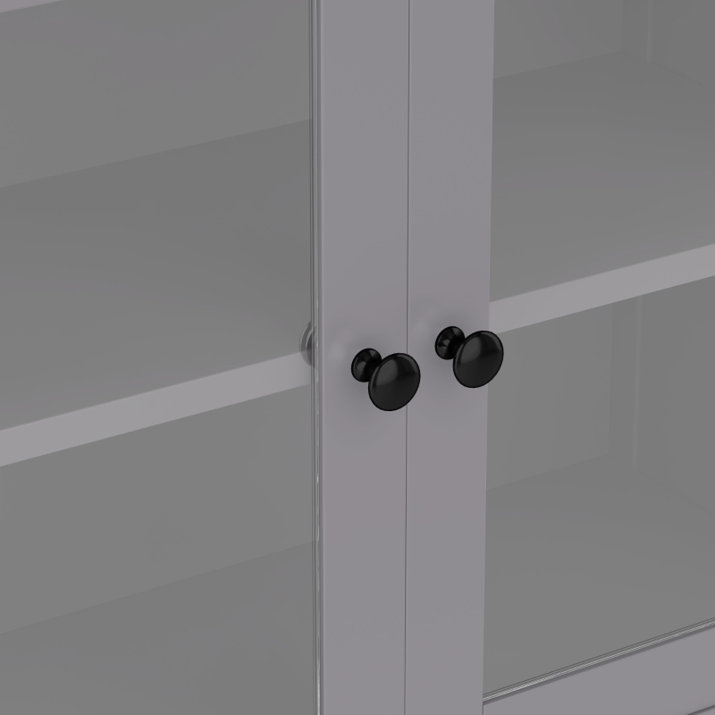 Badezimmerschrank Eleganter mit Stauraum Glasschranktür Holzschranktür verstellbare Trennwände 160 cm Hoch Grau