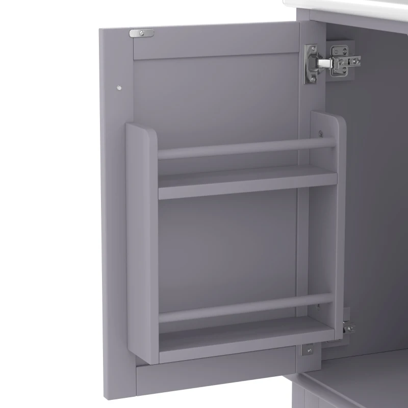 Bodenstehender Badezimmerschrank mit Waschbecken, vielfältiger Stauraum, 76 x 46 x 83,5 cm, Grau