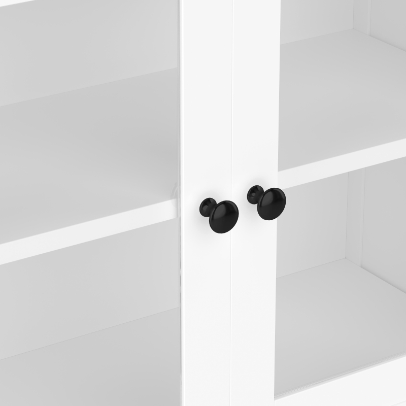 Badezimmer-Hochschrank mit Stauraum, Glasschranktür, Holzschranktür, verstellbare Trennwände, 57,4 x 28,4 x 162,5 cm, Weiß