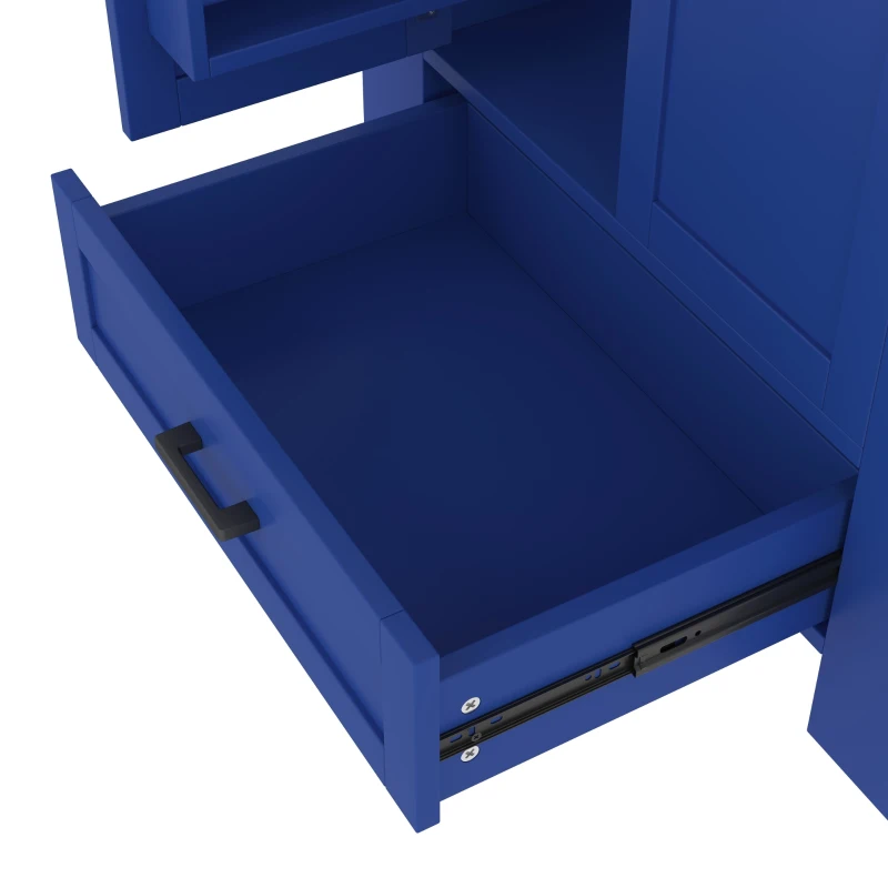 Moderner Badezimmerschrank 76cm mit Aufbewahrung und integriertem Keramikwaschbecken Blau