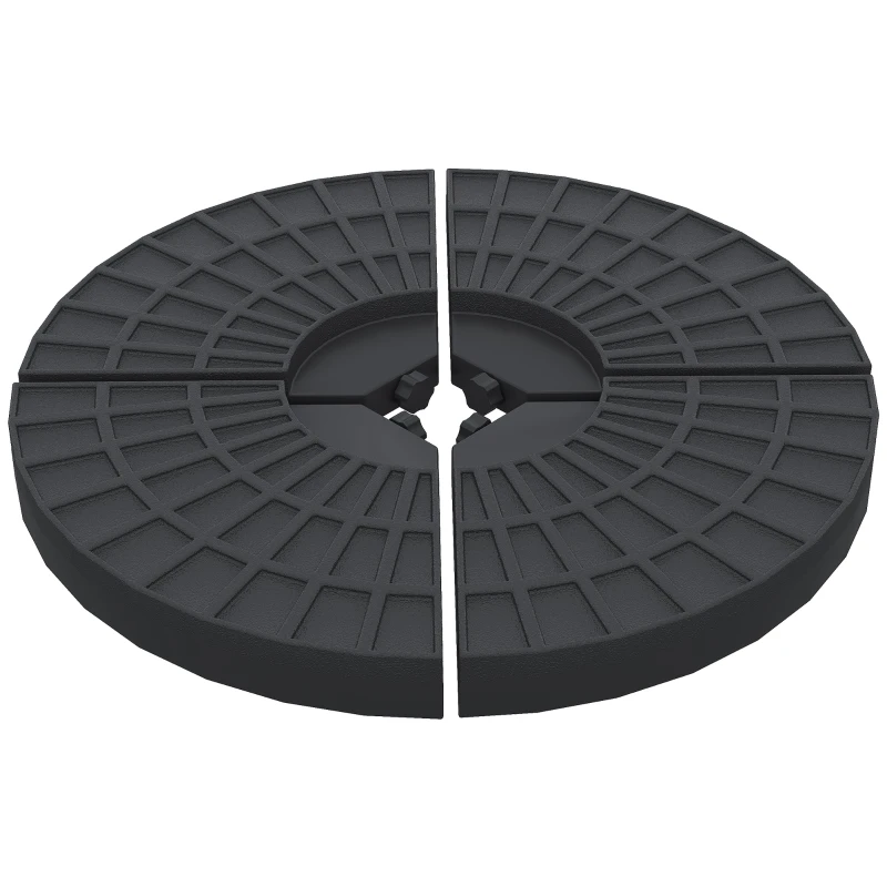 Outsunny 4 PCs 70KG Portable Round Parasol Base Umbrella Cross Stand Weights Holder Sand or Water Filled Outdoor Garden Patio