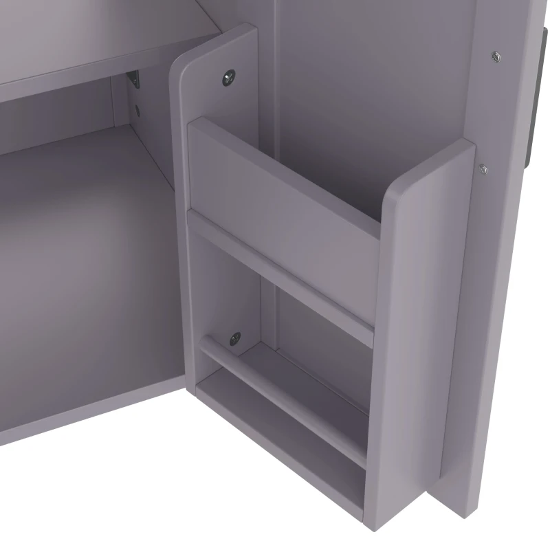 Armario de baño independiente con lavabo, estantes de doble puerta, cajones prácticos, estantes ajustables, 60x46x84,8 cm, Gris