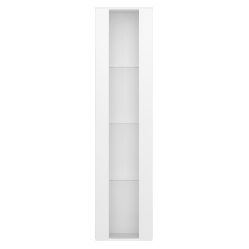 Multifunktionale Vitrine mit Glastrennwand, LED-Farbwechsellicht, 40 x 29 x 170 cm, Weiß