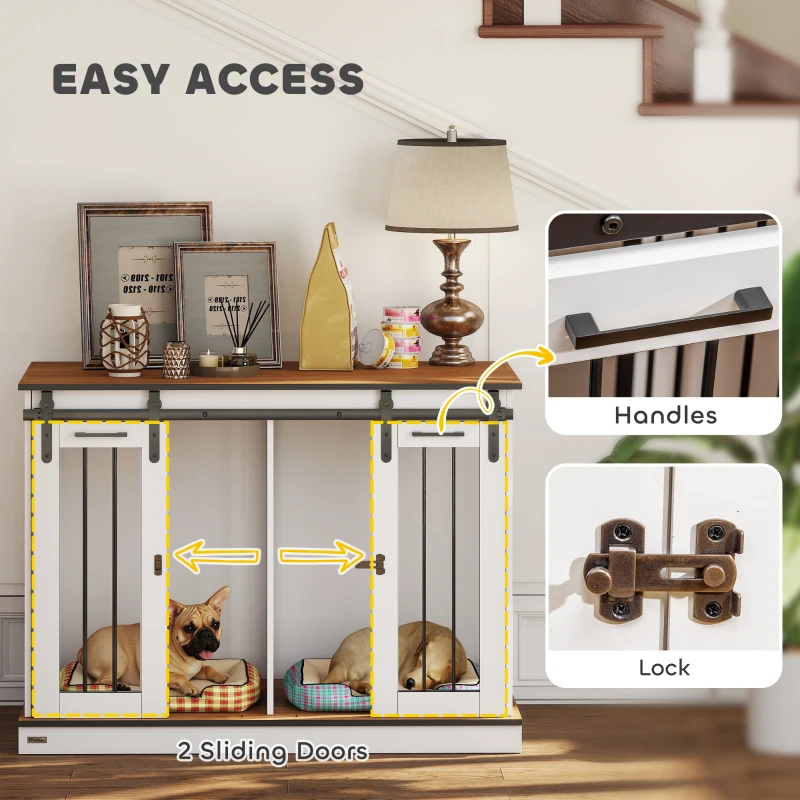 PawHut Dog Crate Furniture for Large Dogs, Double Dog Cage for Small Dogs