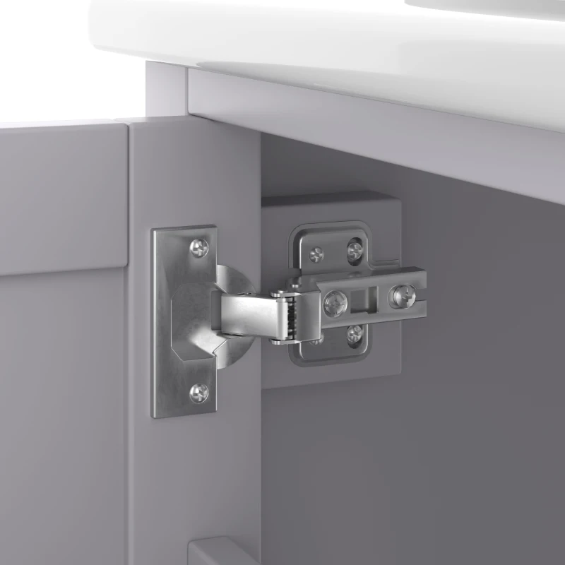 Bodenstehender Badezimmerschrank mit Waschbecken, vielfältiger Stauraum, 76 x 46 x 83,5 cm, Grau