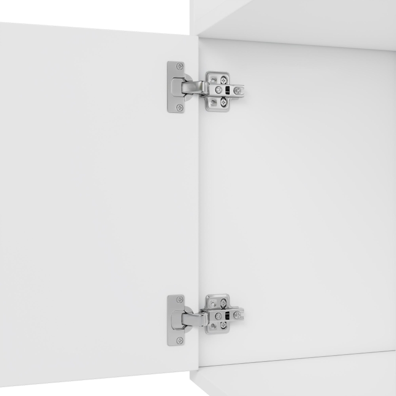 Bücherregal mit LED-Farbwechsel-Ambientelicht, Doppeltüren und mehreren Ablagefächern, 80 x 30 x 173 cm, Weiß