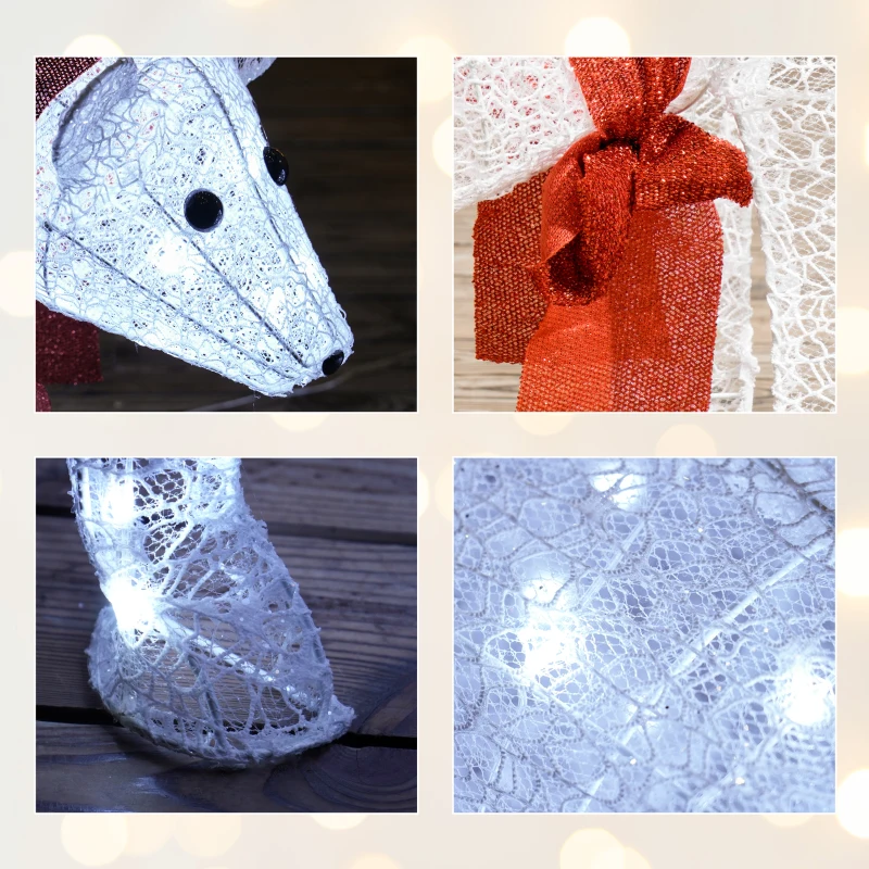 Outsunny 2-delige ijsbeerkerstdecoratie — 140 koelwitte LED's, waterdicht met timer, voor binnen en buiten