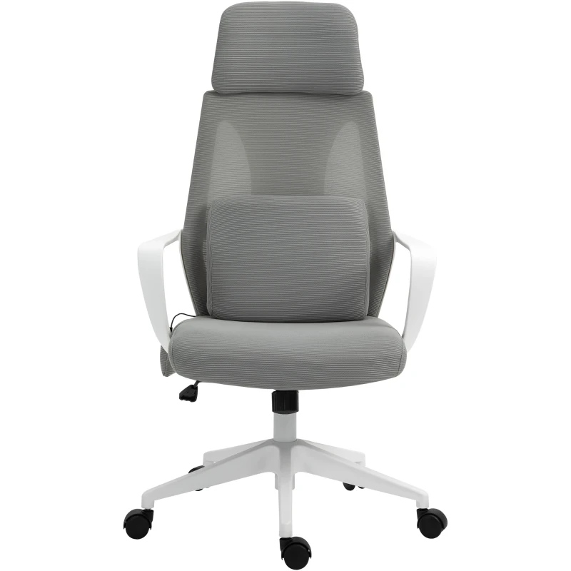 Vinsetto bureaustoel, in hoogte verstelbare draaistoel, massagestoel, ergonomische directiestoel met massagefunctie, gamingstoel, nylon, grijs, 62 x 60 x 114-122 cm