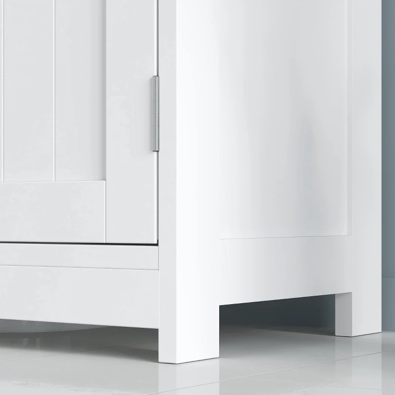 kleankin 60x60cm Under-Sink Storage Cabinet w/ Adjustable Shelf Handles Drain Hole Bathroom Cabinet Space Saver Organizer White