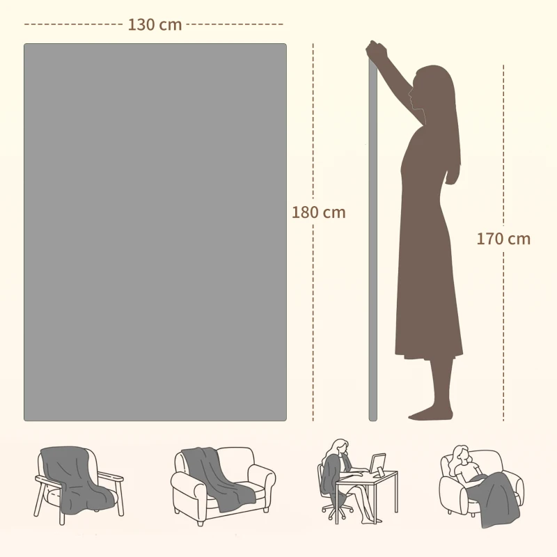 HOMCOM Heizdecke 180 x 130 cm Elektrische Wärmedecke mit 10 Heizstufen, 10 Stunden Timer Überhitzungsschutz LED Anzeige(m-3)