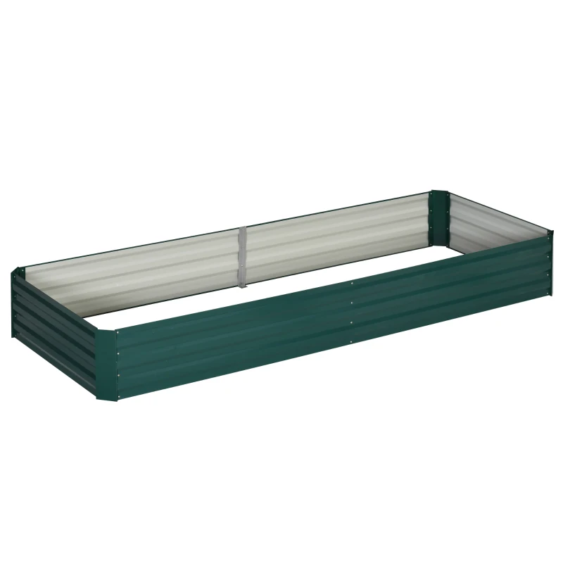 Outsunny Letto per Orto Rialzato in Metallo da Esterno, Portapiante per Fiori ed Erbe, 241x90,5x30cm
