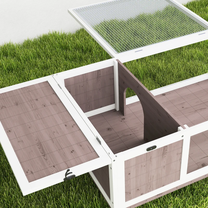 PawHut Schildpaddenhuis van hout schildpaddenverblijf met hoofdverblijf en opklapbare bovenkant 91x60,5x32 cm, Bruin