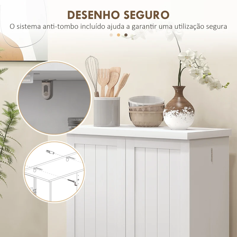 HOMCOM Armário de Cozinha Armário Despensa Cozinha com 2 Portas 16 Prateleiras Aparador Moderno 60x30x104 cm Branco