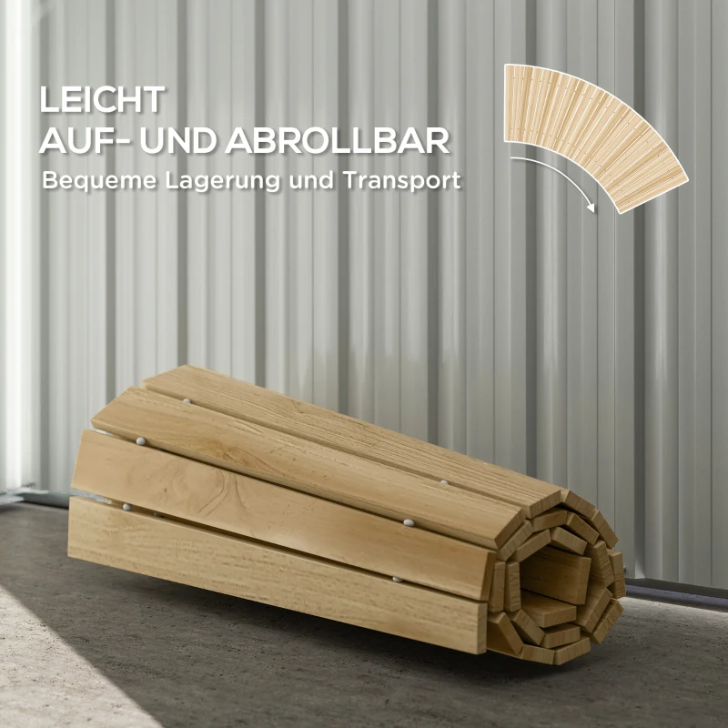 Outsunny Uitrolbaar Tuinpad, Weerbestendig, Vurenhout, 120 x 47 x 1 cm, Natuurlijk
