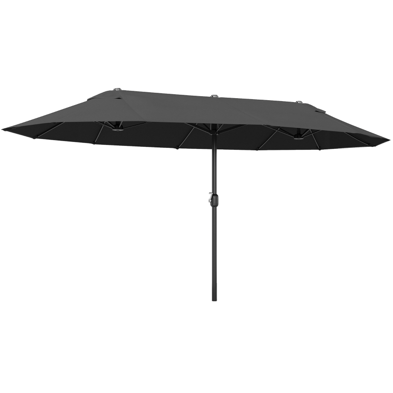 Outsunny parasol met zwengel tuinparasol dubbele marktparasol 460 x 270 cm zwart