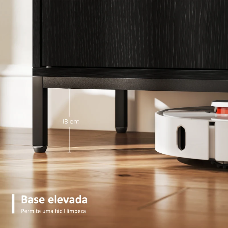 HOMCOM Aparador para Sala de Estar Moderno com Prateleira Ajustável e Base Elevada 80x40x90 cm Preto