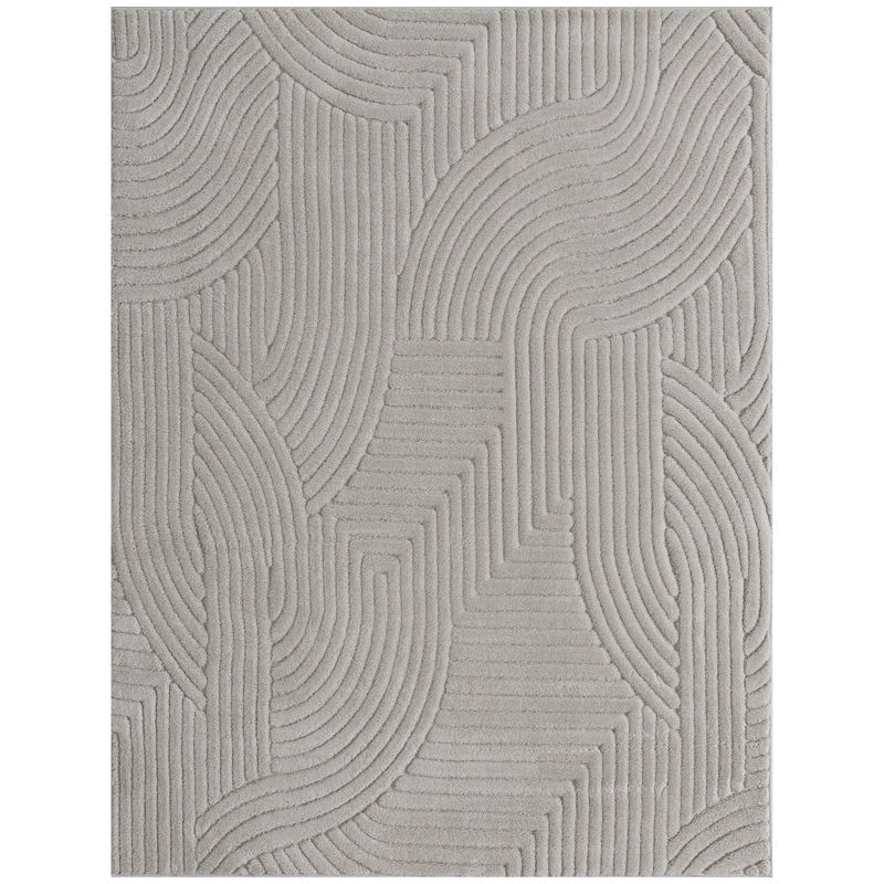 HOMCOM Tapete Sala de Estar 160x120 cm Tapete Pelo Curto Estilo Moderno Base Antiderrapante Tecida à Máquina Cinzento