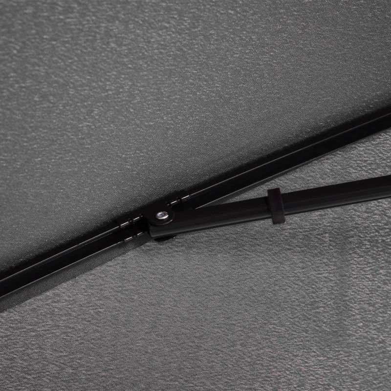 Outsunny Garden Parasol Umbrella - Outdoor Market Table Umbrella with Ruffles & Aluminium Pole, Rectangular Tilting Parasol Sun Shade Canopy, 2 x 1.3m, Grey