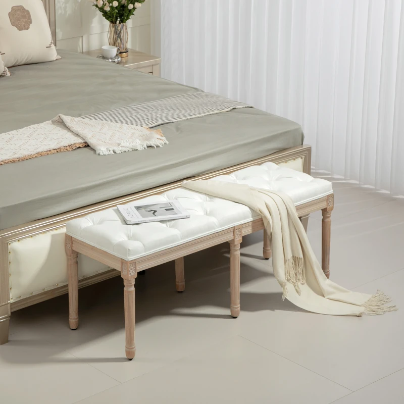 HOMCOM Vintage French Look Bed End Bench - Cream White