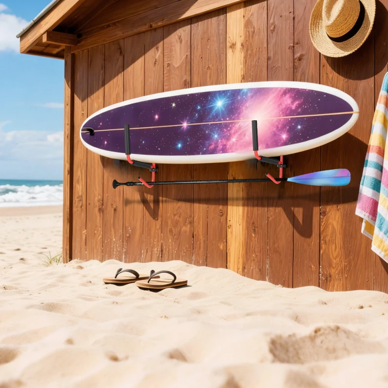 HOMCOM Kayak Canoe Heavy Duty Wall Mounted Storage Holder Rack Heavy Duty Storing Hangers Red