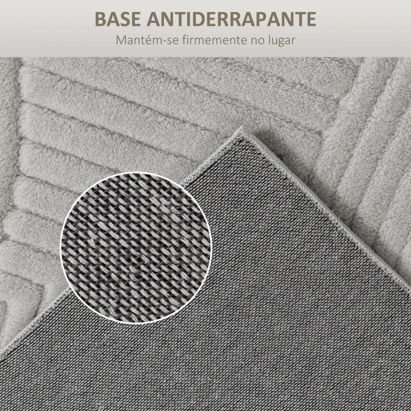 HOMCOM Tapete Sala de Estar 160x120 cm Tapete Pelo Curto Estilo Moderno Base Antiderrapante Tecida à Máquina Cinzento