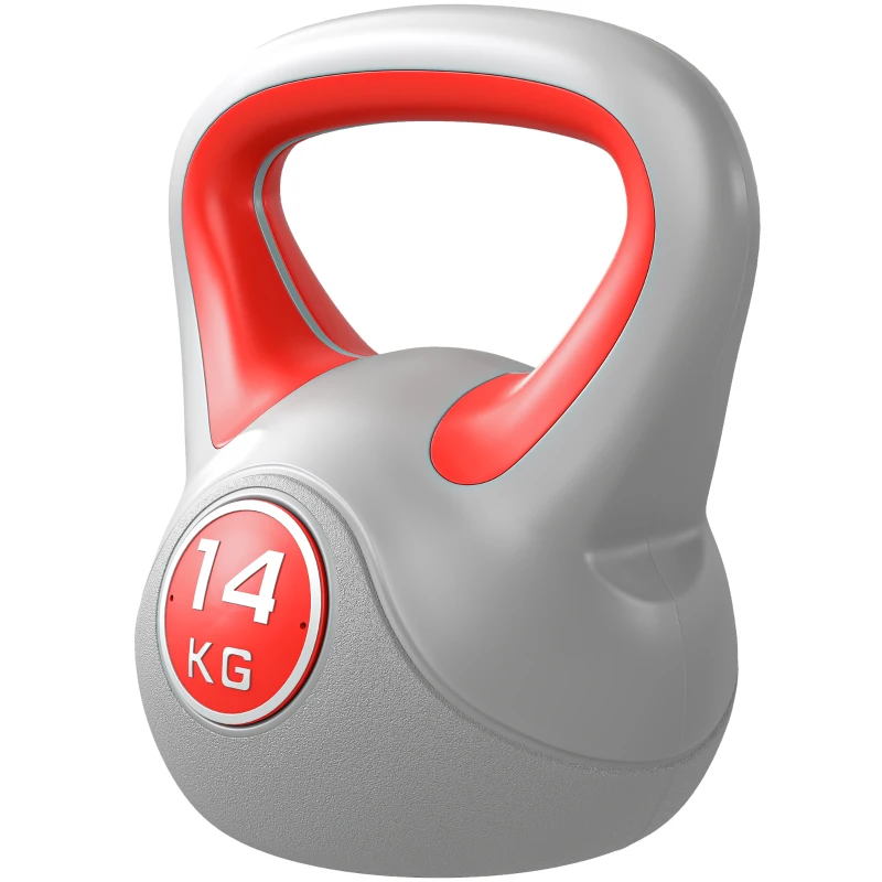 SPORTNOW Kettlebell 14 kg, haltère avec poignée ergonomique, haltère à boule, musculation, entraînement, 26 x 18 x 32 cm, rouge