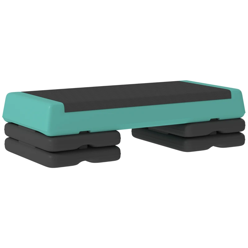 SPORTNOW Step de Aeróbic Step para Fitness Antideslizante Altura Regulable 3 Niveles 77x36x20,5cm Verde y Negro
