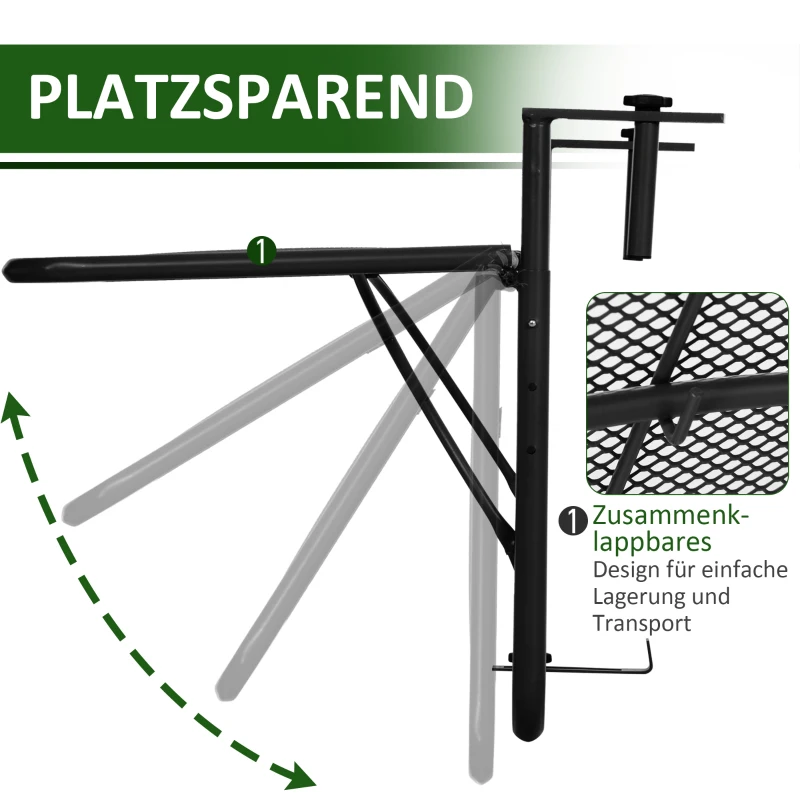 Balkon hangtafel hangtafel in hoogte verstelbaar, vierkante terras bijzettafel