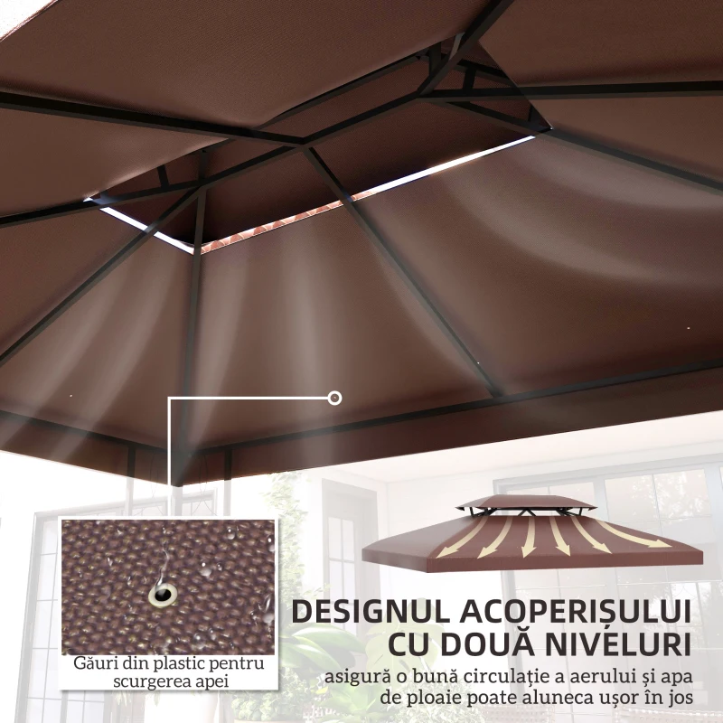 Outsunny Acoperis de Schimb pentru Gazebo de Gradina, Impermeabil, Dublu Strat, 3x4 m