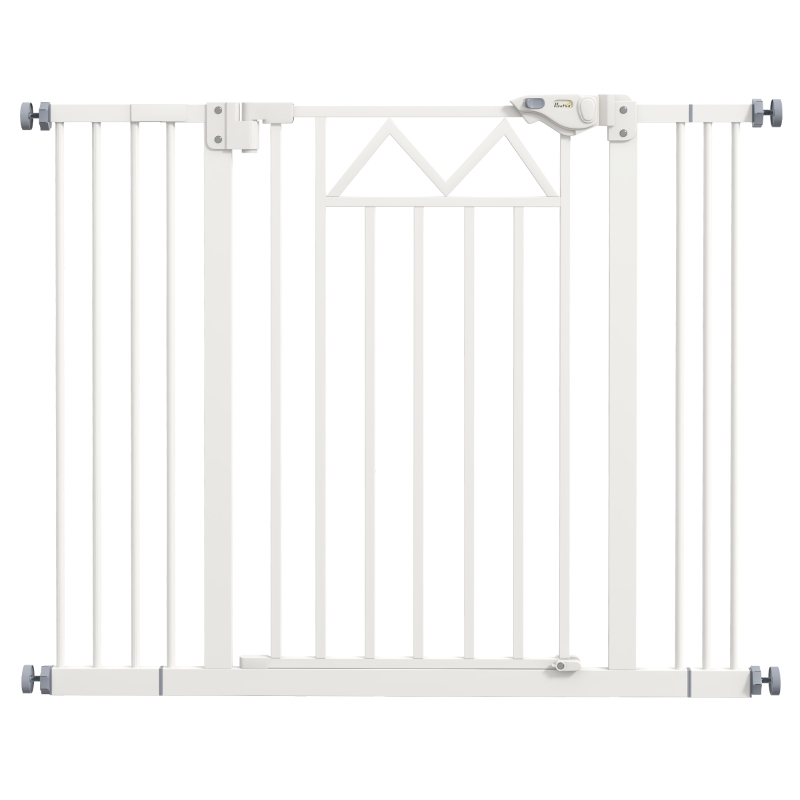 PawHut Barrière Extensible pour Chiens 74–100 × 76 cm — Fermeture Automatique & Double Verrouillage, Blanc
