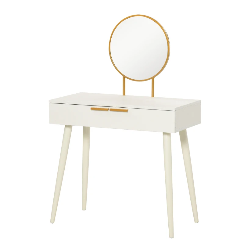HOMCOM Schminktisch Frisiertisch modern Kosmetiktisch mit Spiegel Schublade Schlafzimmer Holz Weiß 80 x 40 x 123 cm