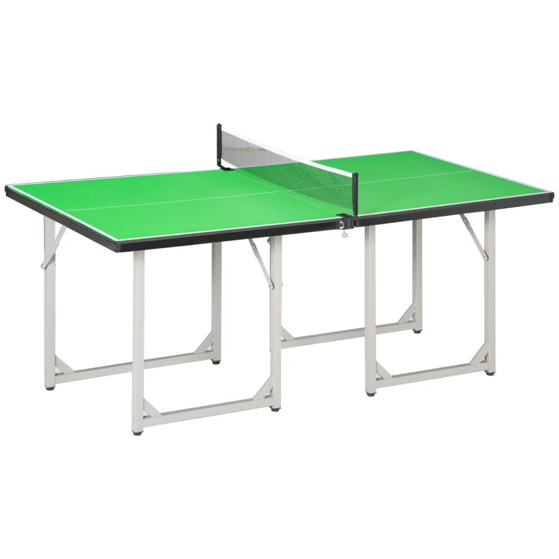 HOMCOM 6ft 182cm Folding Ping Pong Table with Net, Mini Table Tennis Table, Multifunctional Table for Indoor Outdoor Game, Green