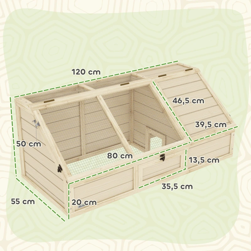 PawHut Schildkrötenbox, Outdoor Schildkrötengehege, bodenloses Design, leicht zu öffnen, Schildkrötenhaus, Natur(m-3)