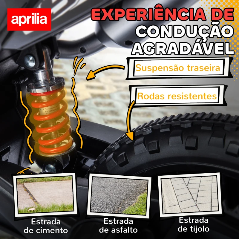 AIYAPLAY Mota Elétrica Infantil Aprilia 12V Rodas de Apoio Farol Música Porta USB Amortecedor Vermelho