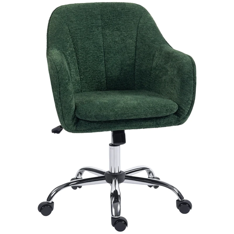 HOMCOM Velvet-Feel Office Chair - Dark Green