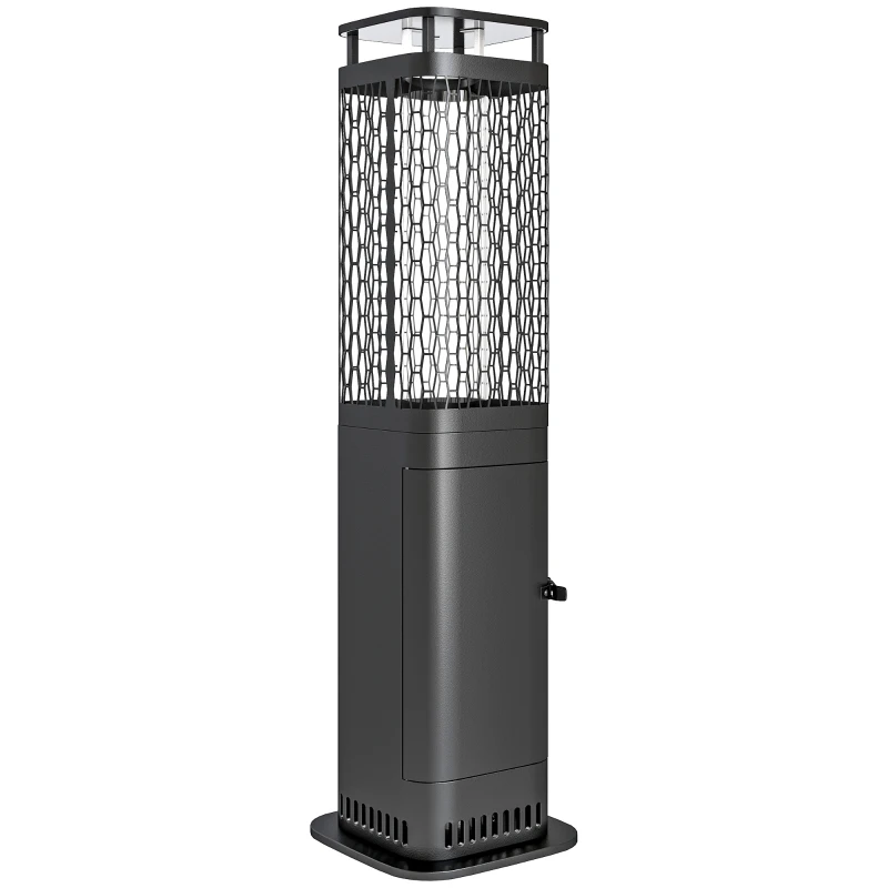 Outsunny Estufa de Pellets 6.86 KW sin Electricidad con Tubo de Vidrio Base Antideslizante y Rejilla Metálica sin Humo Negro