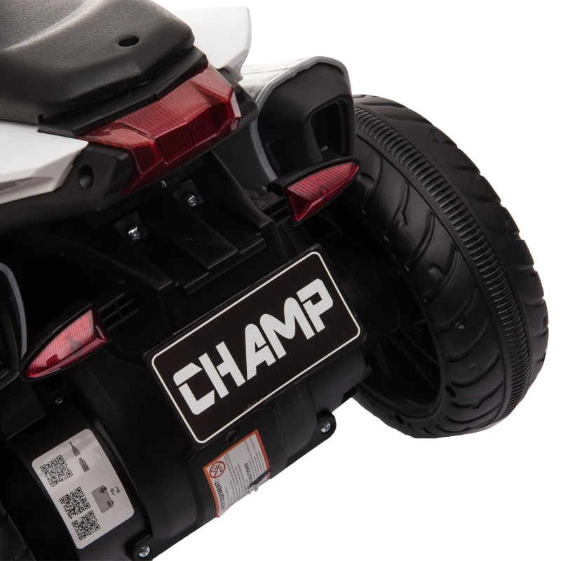 HOMCOM Elektro-Kindermotorrad, Lichter & Geräusche, 3 km/h, wiederaufladbar, Kunststoff & Metall, Schwarz/Weiß(m-8)