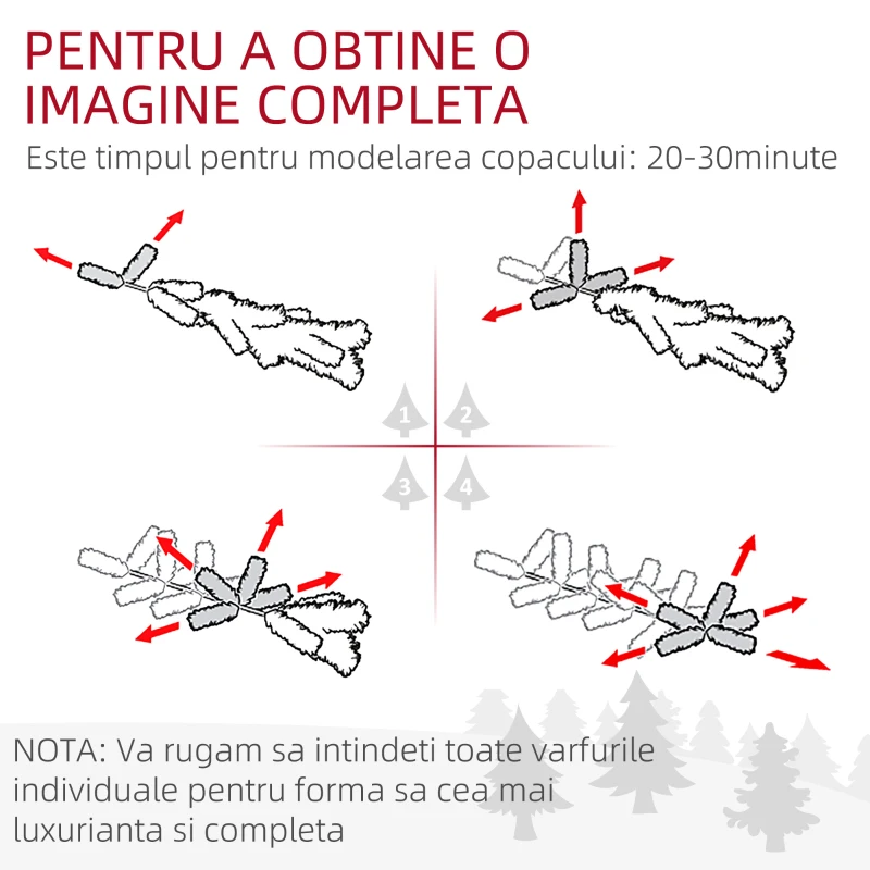 HOMCOM Pom de Craciun Artificial Inalt de 6 ft Tip Creion cu 618 Ramuri Scufundate In Zapada, Deschidere Automata, Baza de Otel, Verde