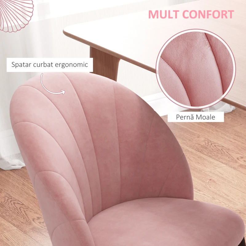 Homcom Set 2 Scaune Catifea Roz – Design Nordic Ergonomic 52×54×79 cm
