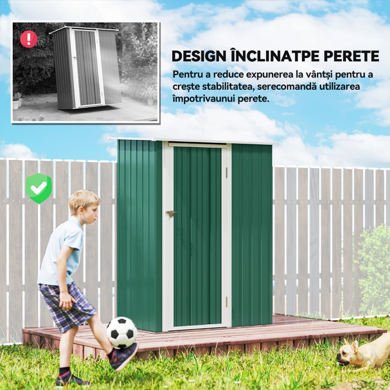 Outsunny Magazie Grădină Dulap Scule Otel Impermeabil pentru Familie 142x84x189cm Verde Inchis