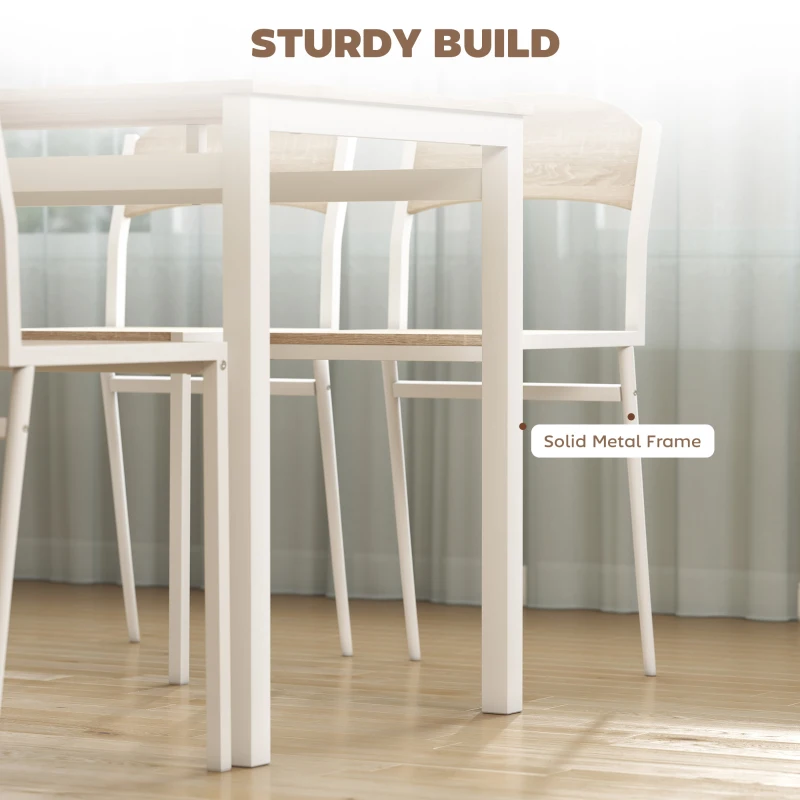 HOMCOM® 5-CZĘŚCIOWY ZESTAW DO JADALNI STÓŁ I KRZESŁA szary + biały