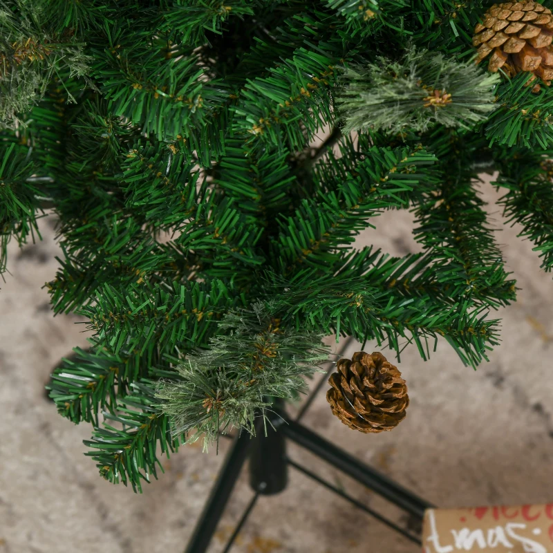 HOMCOM Kunstkerstboom, Slank, Met Dennenappels, Brandvertragend, 54 x 195 cm, Groen