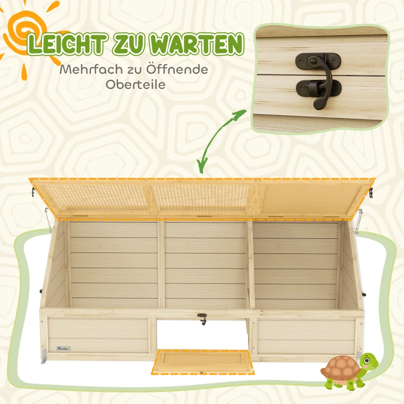 PawHut Schildkrötenbox, Outdoor Schildkrötengehege, bodenloses Design, leicht zu öffnen, Schildkrötenhaus, Natur(m-7)